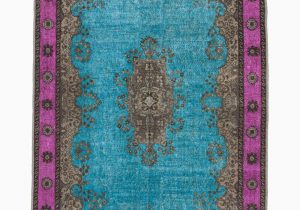 7 by 11 area Rugs E Of A Kind Crowne Hand Knotted 1960s Turkish Brown Fuchsia Turquoise 7 X 11 area Rug