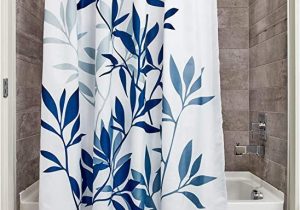 72 Inch White Bath Rug Idesign Leaves Botanical Fabric Bathroom Shower Curtain 72" X 72" White Blue