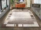 7ft by 7ft area Rug A2z Rug Palma 9958 Modern Abstract Beige Border Pattern Family Sitting Front Room area Rug soft Short Pile 140x200cm – 4’7″x6’7″ft Contemporary Medium …