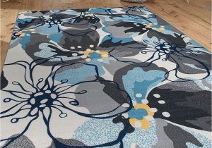 8×10 Blue and Gray Rug Modern Large Floral Non Slip Non Skid area Rug 8 X 10 7 10 X 10 Gray Blue