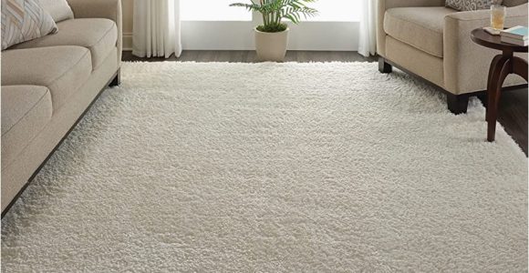 9×12 solid Color area Rugs Nourison Ultra Plush Shag solid Ivory 9′ X 12′ area Rug, Easy Cleaning, Non Shedding, Bed Room, Living Room, Dining Room, Kitchen (9×12)