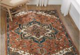 Alexander Home Traditional Distressed Rust Blue Medallion Printed area Rug Alexander Home Bohemian & Eclectic Accent Cotton Farmhouse Rug …