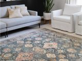 Alexander Home Traditional Distressed Rust Blue Medallion Printed area Rug Leanne Traditional Distressed Printed area Rug – Sea/ Rust …