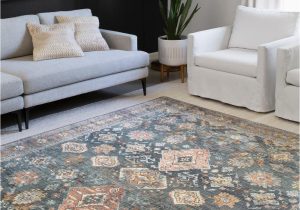 Alexander Home Traditional Distressed Rust Blue Medallion Printed area Rug Leanne Traditional Distressed Printed area Rug – Sea/ Rust …