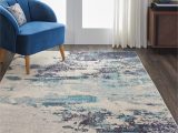 Alexandria Collection Plush Memory Foam area Rug Nourison Celestial Abstract Ivory/teal Blue 5’3″ X 7’3″ area Rug …