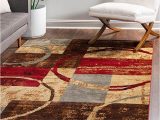 Anne Gray True Red area Rug Unique Loom Barista Collection Modern, Abstract, Vintage, Distressed, Urban, Geometric, Rustic, Warm Colors area Rug, 5 Ft X 8 Ft, Multi/beige