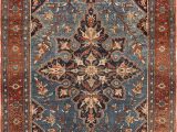 Antique Blue oriental Rug Small Blue Background Antique Persian Malayer Rug Nazmiyal