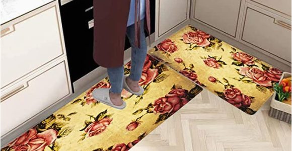 Area Rug for Kitchen Floor Kitchen Rug Sets 2 Piece Kitchen Floor Mat Set, Roses Decor Duvet …