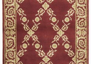 Area Rug with Gold Accents Handmade Rectangular Vine and Floral area Rug In Gold with Burgundy Accents