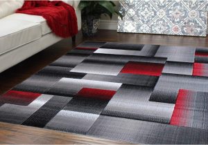 Area Rugs Black and Red Masada Rugs, Modern Contemporary area Rug, Red Grey Black (5 Feet X 7 Feet)