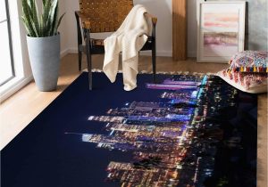 Area Rugs Downtown Los Angeles Boho Rug Downtown Los Angeles Skyline at Night area Rug Carpet Patio Rug Hallway Runner Rug Mat Pad Minimalist Home Decor for Living Room Bedroom …