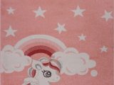 Area Rugs for Baby Boy Nursery Light Baby Pink soft Cute area Rug Carpet Mat with Unicorn Star Cloud Print for Kids Barbie Little Girl Boy Room Nursery Size 6’7″x9’2″ Feet 200280