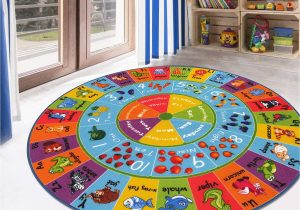 Area Rugs for Preschool Classrooms Hebe 4ft Round Kids Abc Rug Alphabet Nursery Rug for Bedroom Playroom Non Slip Educational Playmat Round Circle Carpet for Classroom Infant toddlers