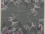 Area Rugs Purple and Gray Purple Grey Silver Black Abstract area Rug Modern Floral Rug