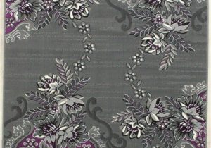 Area Rugs Purple and Gray Purple Grey Silver Black Abstract area Rug Modern Floral Rug