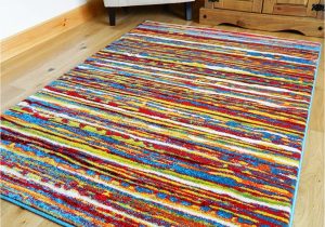 Area Rugs that Don T Shed Multi Coloured Stripe Funky Bright Modern Thick soft Heavy Quality area Rug Small Large Rug New Modern soft Navy Yellow Blue Red Carpet Non Shed Hall