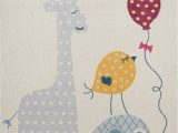 Area Rugs with Animals On them Holliman soft Cute with Baloons Sun Elephant Bird Giraffe Animals Dots Cartoon Gray Indoor Outdoor area Rug