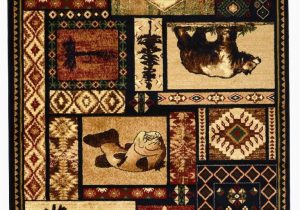 Area Rugs with Animals On them Hr Cabin Rug–lodge Cabin Nature and Animals area Rug–modern Geometric Design Cabin area Rug–abstract Multicolor Design– Moose Bear Fish 7 6” X