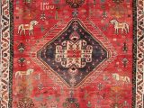 Area Rugs with Animals On them Red Animal Pictorial Kashkoli Persian area Rug 4×7
