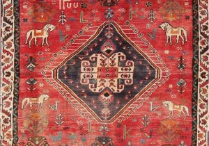 Area Rugs with Animals On them Red Animal Pictorial Kashkoli Persian area Rug 4×7