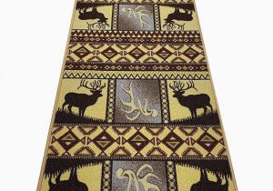 Area Rugs with Deer On them Seaport Deer Wildlife Cut to Size Yellow Brown area Rug