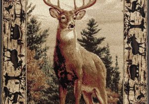 Area Rugs with Deer On them Wildlife Border Whitetail Deer Buck Cabin Lodge area Rug 3
