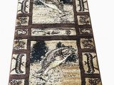 Area Rugs with Fish On them Carpet King Cabin Style Runner area Rug Big Bass Fish Country Lodge Beige Brown Black Green Design 363 2 Feet 2 Inch X 7 Feet 2 Inch