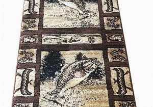 Area Rugs with Fish On them Carpet King Cabin Style Runner area Rug Big Bass Fish Country Lodge Beige Brown Black Green Design 363 2 Feet 2 Inch X 7 Feet 2 Inch