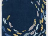 Area Rugs with Fish On them Jago Fish Hand Tufted Ivory Navy area Rug