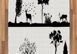 Area Rugs with Wildlife theme Amazon Lunarable Cabin area Rug Monochrome Landscape