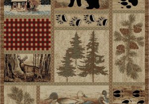 Area Rugs with Wildlife theme Getaway Trail area Rug Runner Lodge Cabin Bear Duck Deer Pine Cone Matching Set