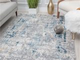 Astor Vintage Sapphire Blue Gray area Rug Rugs America astor Ad90b Blue Luxe Transitional Abstract Gray area Rug, 2’6″x8′