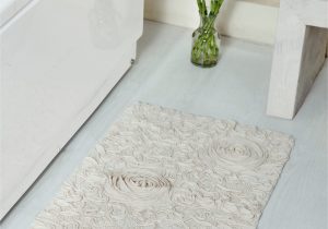 At Home Bathroom Rugs Home Weavers Bell Flower Collection Absorbent Cotton soft Bathroom Machine Wash Dry 21"x34" Natural Walmart