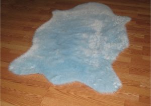 Baby Blue Fur Rug Baby Blue Faux Fur Bear Animal Skin Shape Rug 2′ X 4′