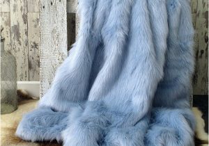 Baby Blue Fur Rug Luxurious Baby Blue Faux Fur Bed or sofa Throw with Grey – Etsy