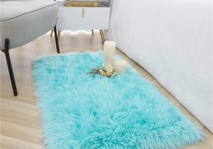 Baby Blue Fur Rug Noahas Faux Fur Rug,luxury Fluffy Rugs for Bedroom,2 X 3 Feet Washable area Rugs,sheepskin Bedroom Rug,furry Carpet Small Shag Rug,soft Throw Rugs for …
