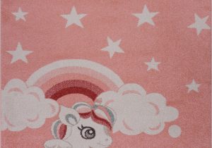 Baby Girl Room area Rugs Light Baby Pink soft Cute area Rug Carpet Mat with Unicorn Star Cloud Print for Kids Barbie Little Girl Boy Room Nursery Size 6’7″x9’2″ Feet 200280