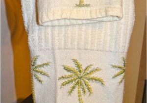 Bacova Citrus Palm Bath Rug Metal towel Stand with Palm Tree Hand towel & Wash Cloth