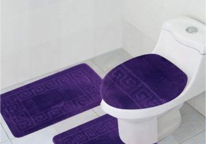 Bath Rug and Contour Set 3 Piece Bathroom Rug Set Greek Key Pattern Purple