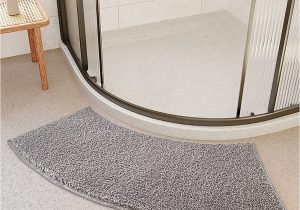 Bath Rug for Corner Shower Fuyilife Quadrant Curved Bath Mat, Microfibre Corner Shower Mats Non Slip, soft Corner Bath Mat Carpet for Circular Shower, Fluffy Washable Curved …