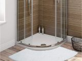 Bath Rug for Corner Shower Seavish Luxury Curved Bath Mat 18 X 57 Inch Non-slip Microfiber soft Absorbent Fan Washable Bathroom Rug Corner Bath Tub Floor Rug for Quadrant Shower