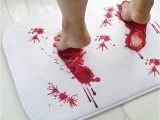 Bath Rug that Turns Red when Wet Rhsh Bath Mat Halloween Bloody Footprint Changes Will Not Color when Wet Non-slip Rug Scare Your Friends Carpet, for Shower, Bathroom, Doorway …