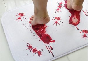 Bath Rug that Turns Red when Wet Rhsh Bath Mat Halloween Bloody Footprint Changes Will Not Color when Wet Non-slip Rug Scare Your Friends Carpet, for Shower, Bathroom, Doorway …