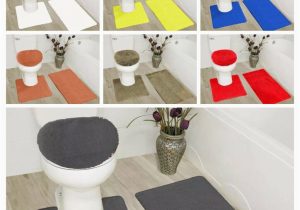 Bath Rugs and Lid Covers 3-piece Bathroom Rugs Set Mat Contour with toilet Lid Cover solid Embroidery #6