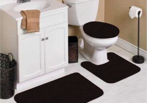 Bath Rugs and Lid Covers 3pc 5 Black Banded Bathroom Set Bath Mat Countour Rug Lid Cover Plain solid Colors
