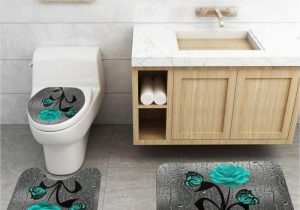 Bath Rugs and Lid Covers 3pcs Retro butterfly Rose Bathroom Bath Mat, U-shape Rug, toilet …