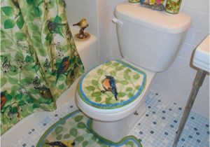 Bath Rugs and toilet Seat Covers Birds and Music Note Bath Rug with toilet Seat Cover and