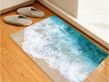 Bath Rugs that Absorb Water Beach Seaside Print Flannel Water Absorb Floor Rug Beach