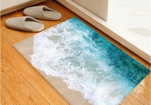 Bath Rugs that Absorb Water Beach Seaside Print Flannel Water Absorb Floor Rug Beach