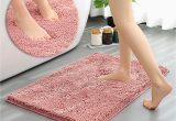Bath Rugs that Dry Fast Ygnnjy Chenille Bathroom Rugs, Water Absorbent and soft Plush Bath Mat Dry Fast Machine Washable Non-slip Bath Rug for Tub, Shower, and Room (pink, …